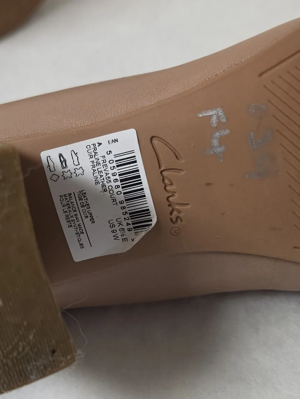 Clarks Taupe Block Heel Pumps